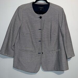 Talbots Women's Navy and White Striped Blazer